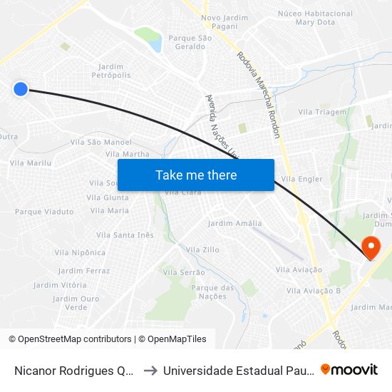 Nicanor Rodrigues Qd 03 Impar to Universidade Estadual Paulista - Unesp map