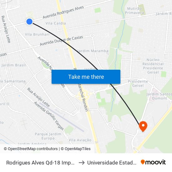 Rodrigues Alves Qd-18 Impar (Cemitério Da Saudade) to Universidade Estadual Paulista - Unesp map