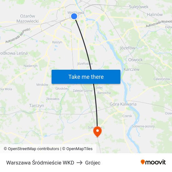 Warszawa Śródmieście WKD to Grójec map