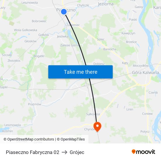 Piaseczno Fabryczna 02 to Grójec map