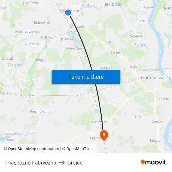 Piaseczno Fabryczna to Grójec map