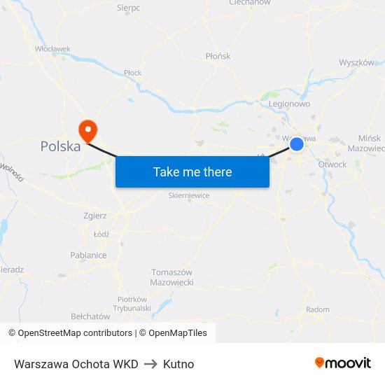 Warszawa Ochota WKD to Kutno map