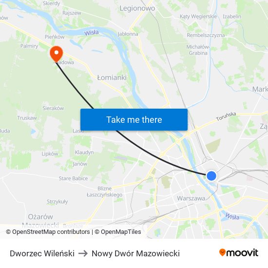 Dworzec Wileński to Nowy Dwór Mazowiecki map