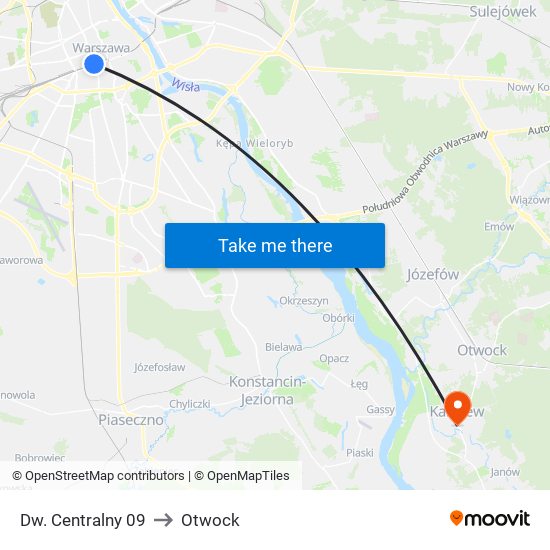 Dw. Centralny 09 to Otwock map