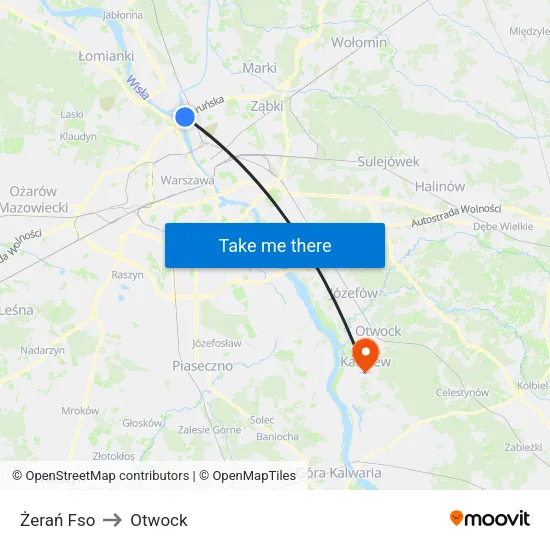 Żerań Fso to Otwock map