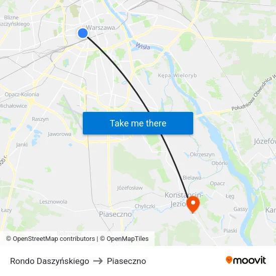Rondo Daszyńskiego to Piaseczno map
