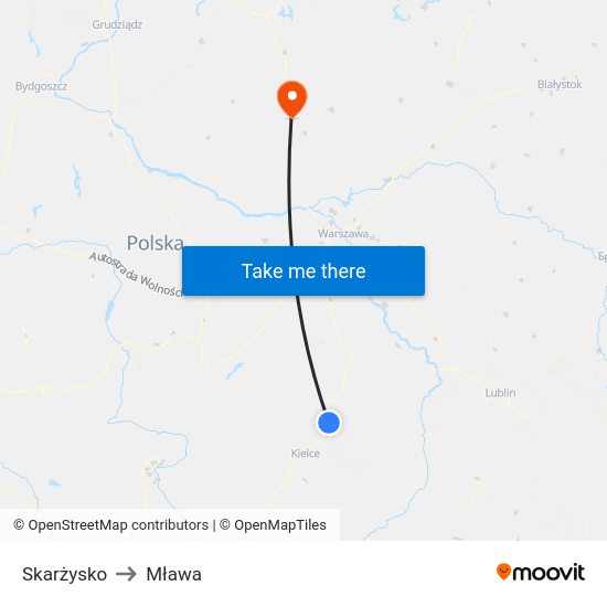 Skarżysko to Mława map