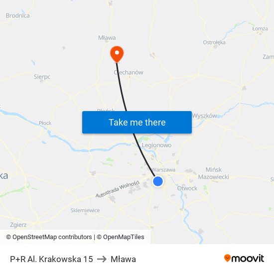 P+R Al. Krakowska 15 to Mława map