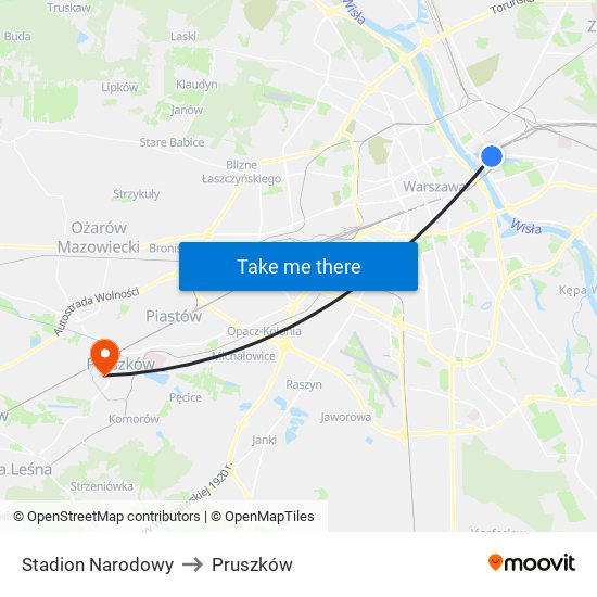 Stadion Narodowy to Pruszków map