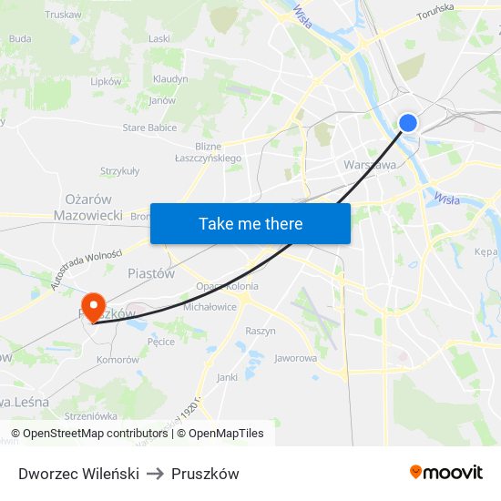 Dworzec Wileński to Pruszków map