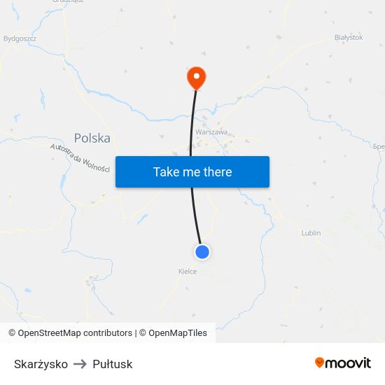 Skarżysko to Pułtusk map