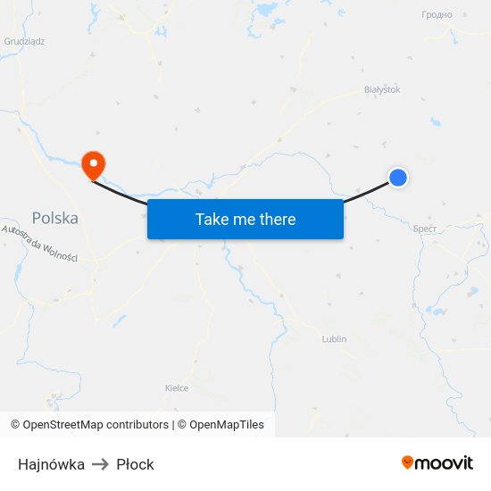 Hajnówka to Płock map