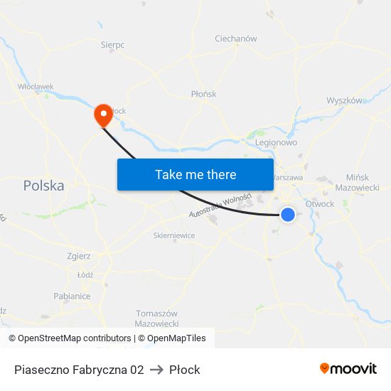 Piaseczno Fabryczna 02 to Płock map