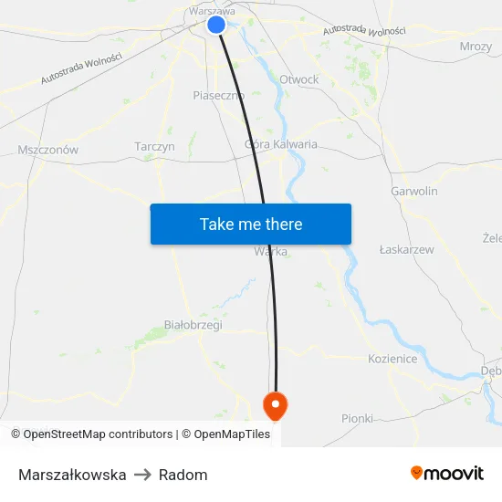 Marszałkowska to Radom map