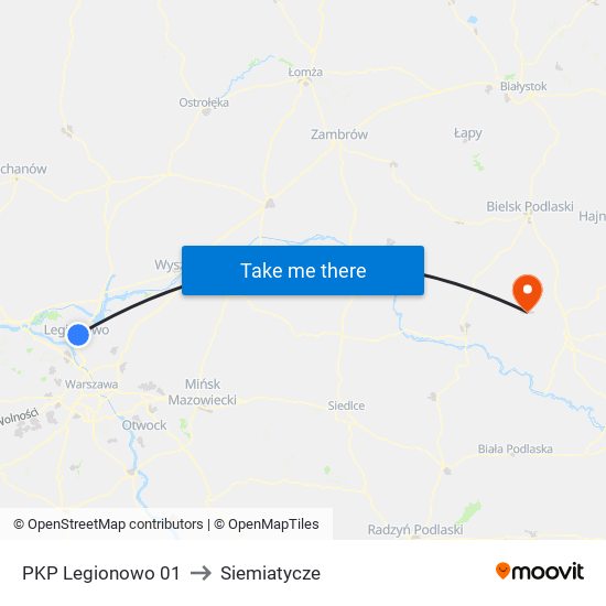 PKP Legionowo 01 to Siemiatycze map