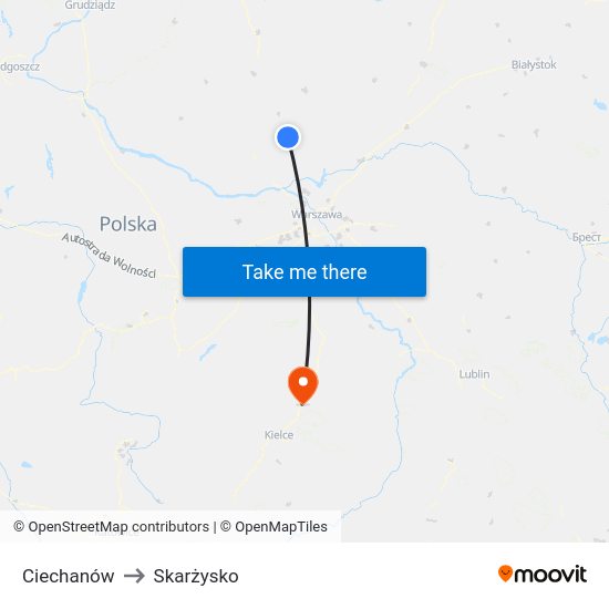 Ciechanów to Skarżysko map