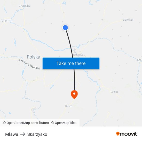 Mława to Skarżysko map