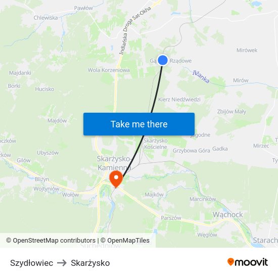 Szydłowiec to Skarżysko map