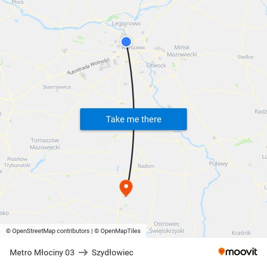 Metro Młociny 03 to Szydłowiec map