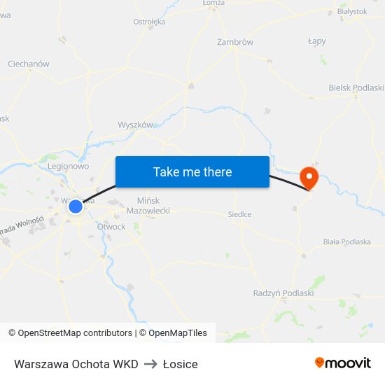 Warszawa Ochota WKD to Łosice map