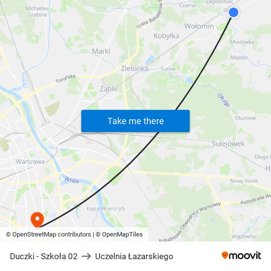 Duczki - Szkoła 02 to Uczelnia Łazarskiego map