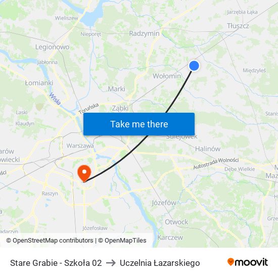 Stare Grabie - Szkoła 02 to Uczelnia Łazarskiego map