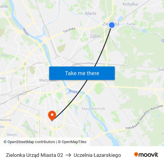 Zielonka Urząd Miasta 02 to Uczelnia Łazarskiego map