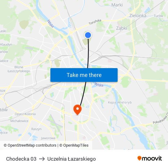 Chodecka 03 to Uczelnia Łazarskiego map