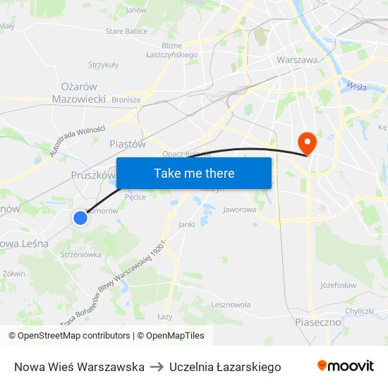 Nowa Wieś Warszawska to Uczelnia Łazarskiego map