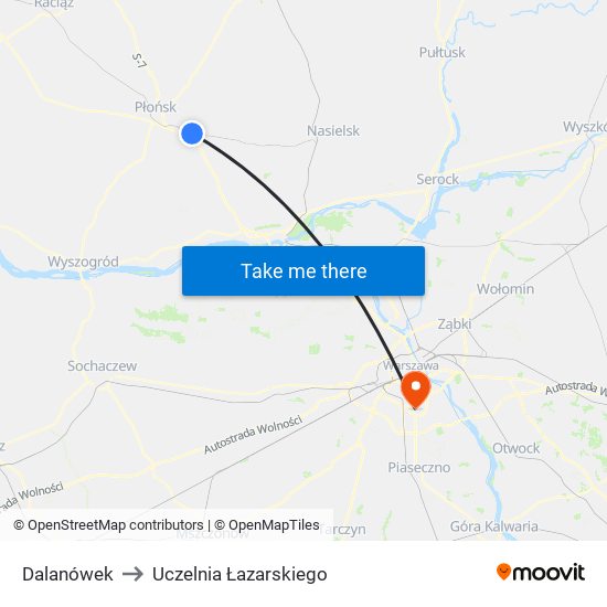 Dalanówek to Uczelnia Łazarskiego map