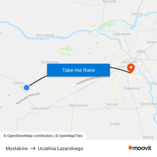 Mysłaków to Uczelnia Łazarskiego map