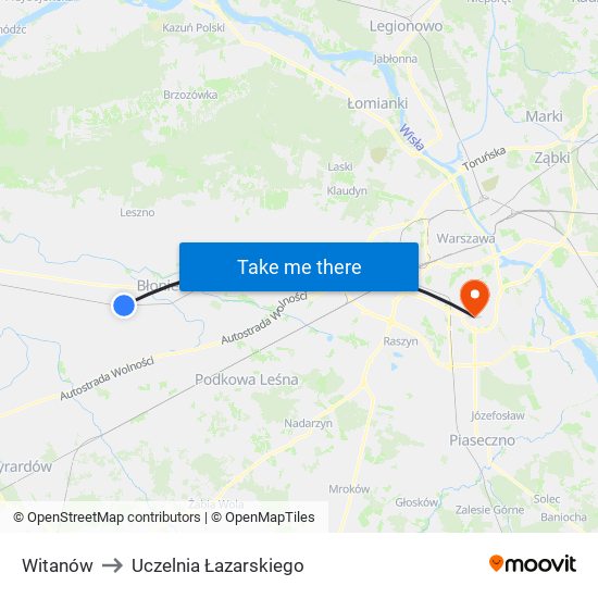 Witanów to Uczelnia Łazarskiego map