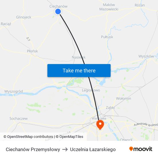 Ciechanów Przemysłowy to Uczelnia Łazarskiego map