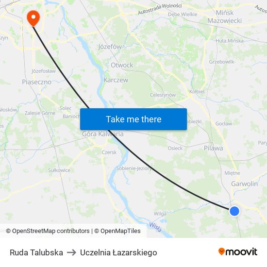 Ruda Talubska to Uczelnia Łazarskiego map