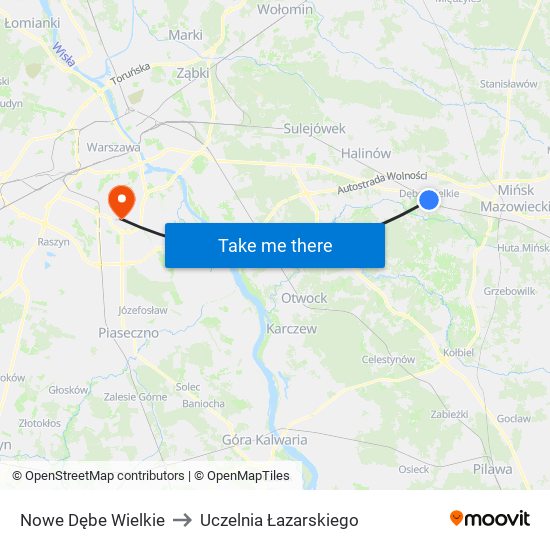 Nowe Dębe Wielkie to Uczelnia Łazarskiego map