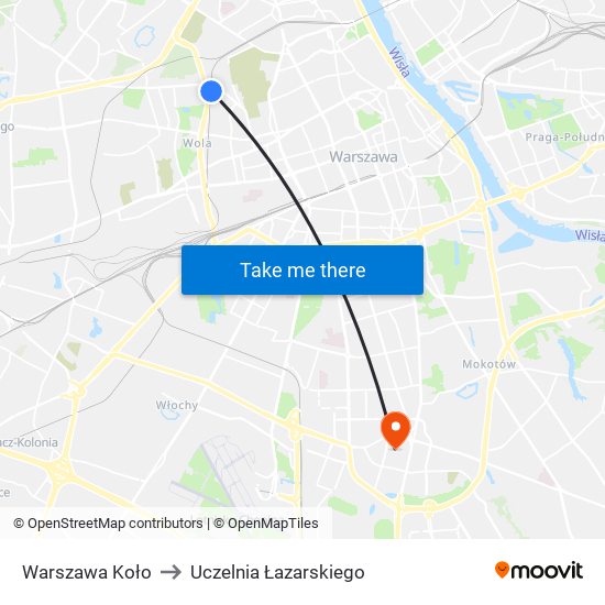 Warszawa Koło to Uczelnia Łazarskiego map