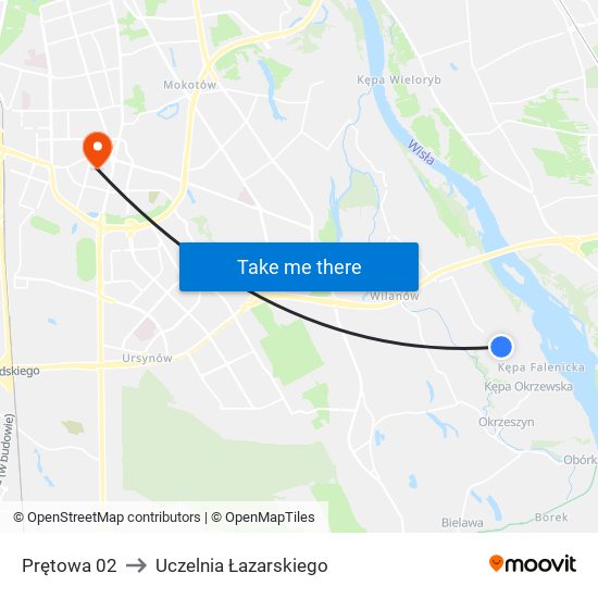 Prętowa 02 to Uczelnia Łazarskiego map