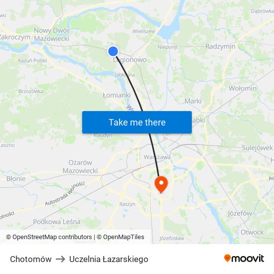 Chotomów to Uczelnia Łazarskiego map