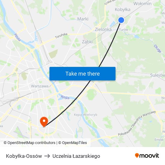 Kobyłka-Ossów to Uczelnia Łazarskiego map