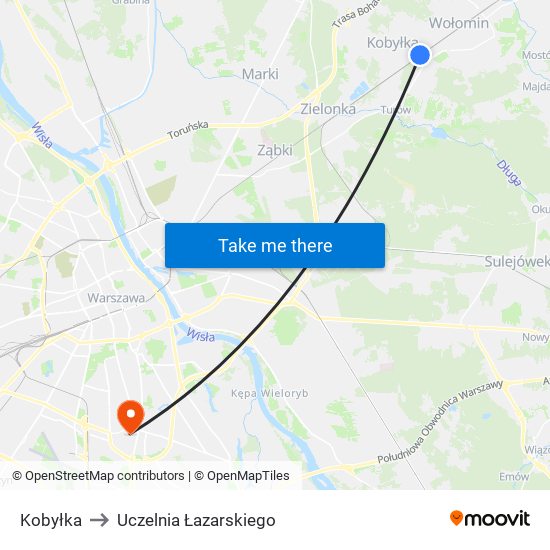 Kobyłka to Uczelnia Łazarskiego map