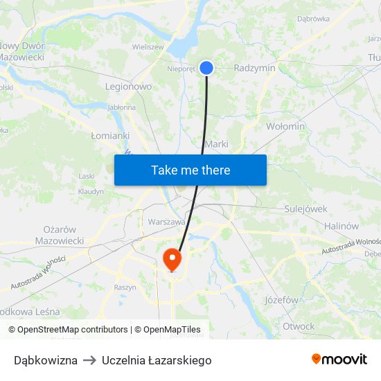 Dąbkowizna to Uczelnia Łazarskiego map