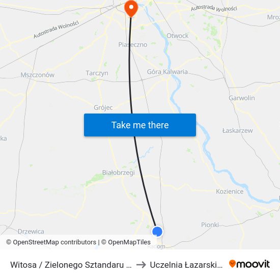 Witosa / Zielonego Sztandaru (Nż) to Uczelnia Łazarskiego map