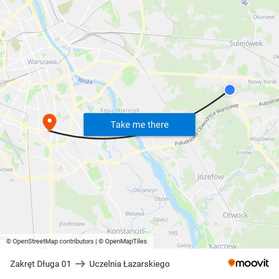 Zakręt Długa to Uczelnia Łazarskiego map