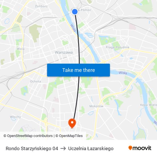 Rondo Starzyńskiego 04 to Uczelnia Łazarskiego map