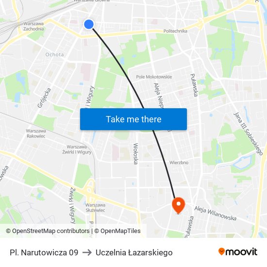 Pl. Narutowicza 09 to Uczelnia Łazarskiego map