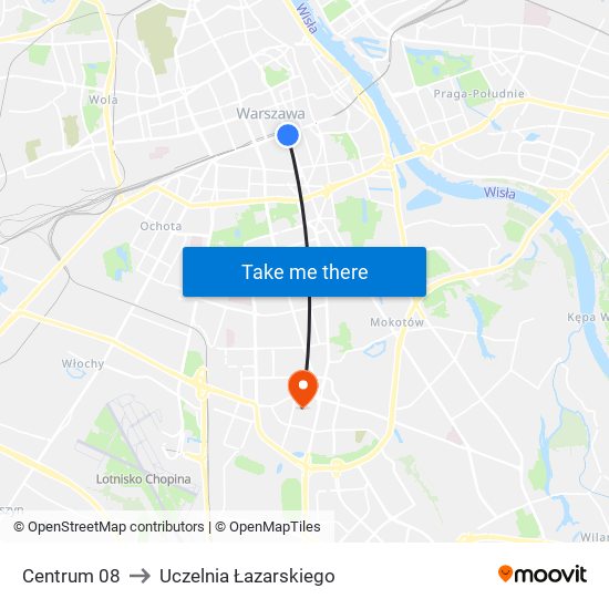 Centrum to Uczelnia Łazarskiego map