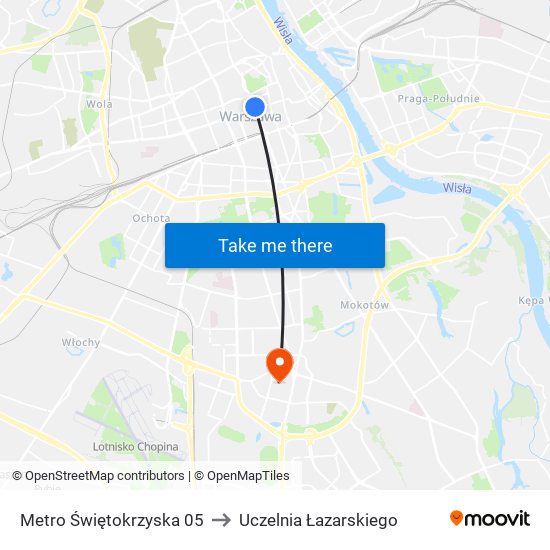 Metro Świętokrzyska 05 to Uczelnia Łazarskiego map