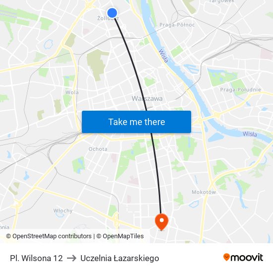 Pl. Wilsona 12 to Uczelnia Łazarskiego map