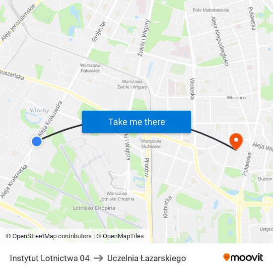 Instytut Lotnictwa to Uczelnia Łazarskiego map