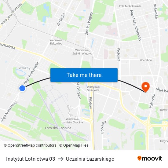 Instytut Lotnictwa to Uczelnia Łazarskiego map